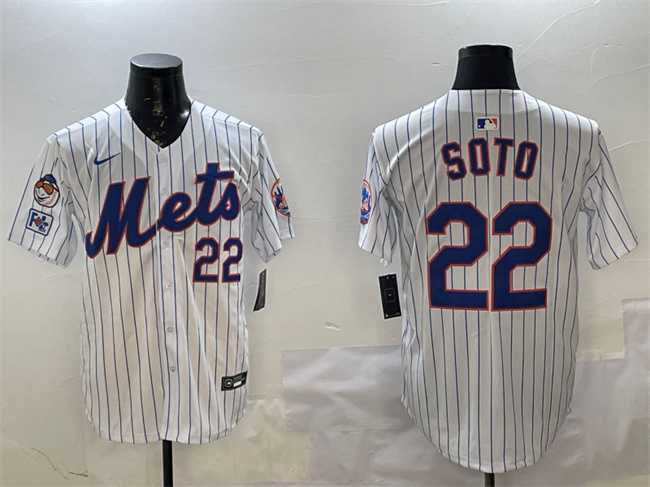 Men%27s New York Mets #22 Juan Soto White 2025 Spring Training Home Limited Stitched Jersey